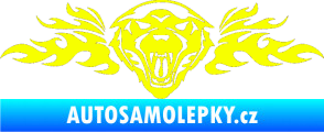 Samolepka Animal flames 058 levá vlk Fluorescentní žlutá