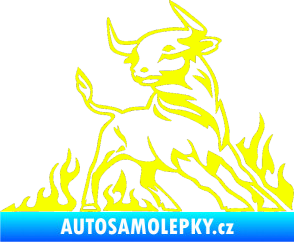 Samolepka Animal flames 062 pravá býk Fluorescentní žlutá