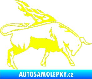 Samolepka Animal flames 067 pravá býk Fluorescentní žlutá