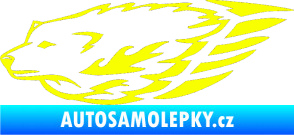 Samolepka Animal flames 078 levá  vlk Fluorescentní žlutá