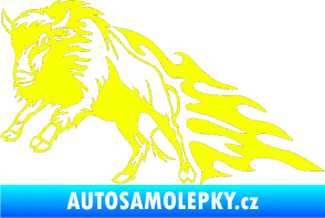 Samolepka Animal flames 089 levá býk Fluorescentní žlutá