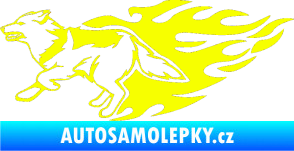Samolepka Animal flames 090 levá vlk Fluorescentní žlutá