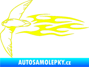 Samolepka Animal flames 095 levá letící pták Fluorescentní žlutá