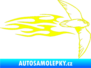 Samolepka Animal flames 095 pravá letící pták Fluorescentní žlutá