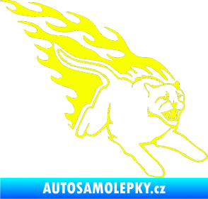 Samolepka Animal flames 096 pravá puma Fluorescentní žlutá