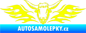 Samolepka Animal flames 098 levá býk Fluorescentní žlutá