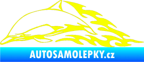 Samolepka Animal flames 099 levá delfín Fluorescentní žlutá