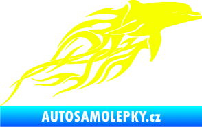 Samolepka Animal flames 102 pravá delfín Fluorescentní žlutá