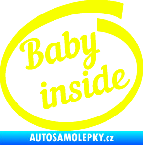 Samolepka Baby inside dítě v autě nápis Fluorescentní žlutá
