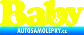 Samolepka Baby nápis otisk ručky a nožky Fluorescentní žlutá