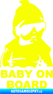 Samolepka Baby on board 002 pravá s textem miminko s brýlemi Fluorescentní žlutá