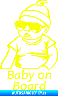 Samolepka Baby on board 003 levá s textem miminko s brýlemi Fluorescentní žlutá