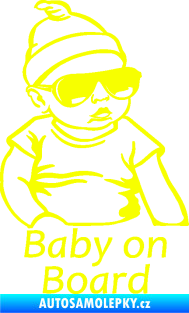 Samolepka Baby on board 003 pravá s textem miminko s brýlemi Fluorescentní žlutá