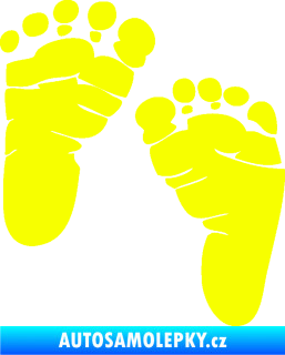 Samolepka Baby on board 005 levá otisk chodidel Fluorescentní žlutá