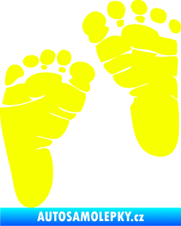 Samolepka Baby on board 005 pravá otisk chodidel Fluorescentní žlutá