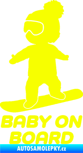 Samolepka Baby on board 009 levá snowboard Fluorescentní žlutá