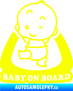Samolepka Baby on board 011 levá s nápisem Fluorescentní žlutá