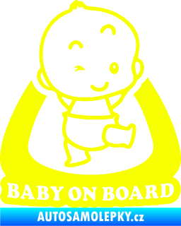 Samolepka Baby on board 011 pravá s nápisem Fluorescentní žlutá