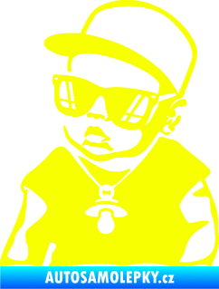 Samolepka Baby on board 013 levá s dudlíkem Fluorescentní žlutá