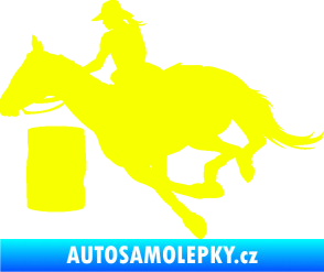 Samolepka Barrel racing 001 levá cowgirl rodeo Fluorescentní žlutá