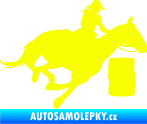 Samolepka Barrel racing 001 pravá cowgirl rodeo Fluorescentní žlutá
