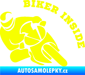 Samolepka Biker inside 002 levá motorkář Fluorescentní žlutá