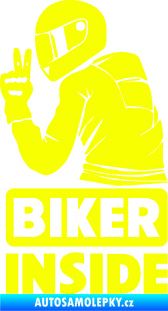 Samolepka Biker inside 003 levá motorkář Fluorescentní žlutá