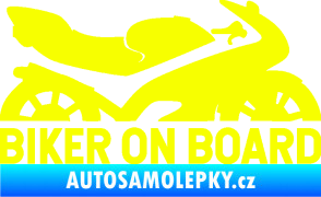 Samolepka Biker on board pravá motorka Fluorescentní žlutá