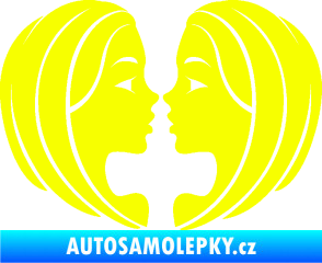 Samolepka Blíženci 002  Fluorescentní žlutá