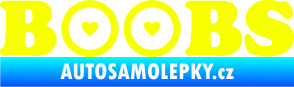 Samolepka Boobs nápis se srdíčky Fluorescentní žlutá