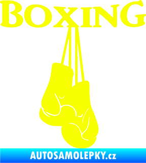 Samolepka Boxing nápis s rukavicemi Fluorescentní žlutá