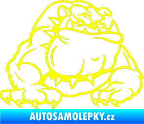 Samolepka Buldog 001 pravá pes Fluorescentní žlutá