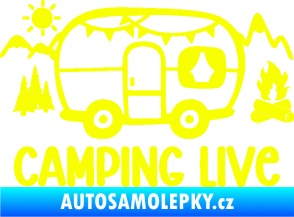 Samolepka Camping live 001 pravá cestování v karavanu Fluorescentní žlutá