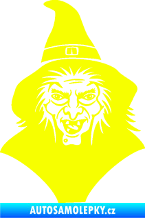 Samolepka Čarodějnice 002 levá hlava s kloboukem Fluorescentní žlutá