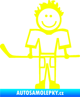 Samolepka Cartoon family kluk 002 levá hokejista Fluorescentní žlutá