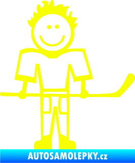 Samolepka Cartoon family kluk 002 pravá hokejista Fluorescentní žlutá