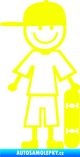Samolepka Cartoon family kluk 003 pravá skateboardista Fluorescentní žlutá