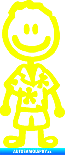 Samolepka Cartoon family kluk Hawaii Fluorescentní žlutá