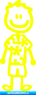 Samolepka Cartoon family mladík Hawaii  Fluorescentní žlutá