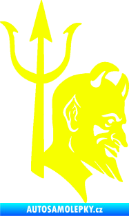 Samolepka Čert 003 pravá s vidlemi Fluorescentní žlutá
