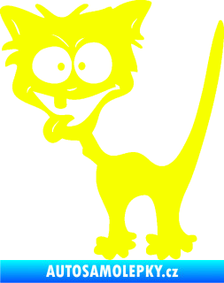 Samolepka Crazy cat levá bláznivá kočka Fluorescentní žlutá