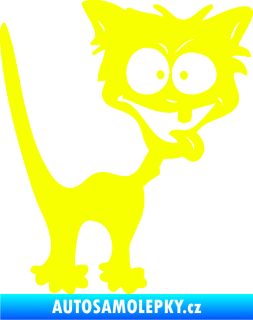 Samolepka Crazy cat pravá bláznivá kočka Fluorescentní žlutá