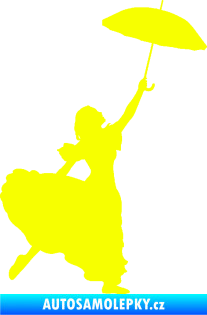 Samolepka Dáma s deštníkem 001 levá Fluorescentní žlutá