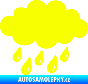 Samolepka Déšť 001 levá mrak a kapky Fluorescentní žlutá