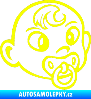 Samolepka Dítě v autě 004 pravá miminko s dudlíkem hlavička Fluorescentní žlutá