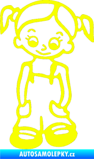Samolepka Dítě v autě 008 levá holka v kapsáčích Fluorescentní žlutá