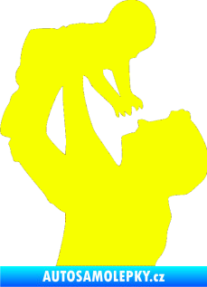 Samolepka Dítě v autě 026 levá miminko v náruči Fluorescentní žlutá