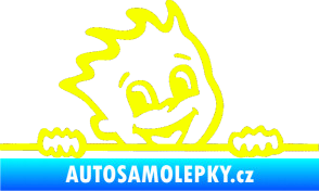 Samolepka Dítě v autě 029 pravá veselý kluk hlavička Fluorescentní žlutá