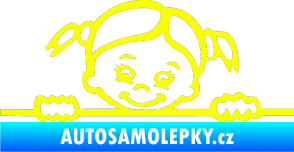 Samolepka Dítě v autě 030 levá malá slečna hlavička Fluorescentní žlutá