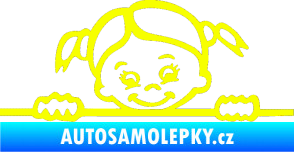 Samolepka Dítě v autě 030 pravá malá slečna hlavička Fluorescentní žlutá